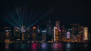 Hong Kong, Night City, Cityscape, Reflections, 4K wallpaper