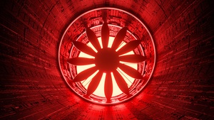 Tunnel, Red background, 4K wallpaper