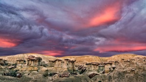 Sunset, San Juan County, New Mexico, Cloudy Sky, 4K wallpaper