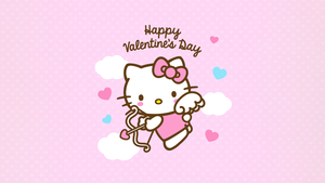Happy Valentines Day, Hello Kitty, Pink background, Sanrio, February, 4K wallpaper