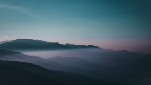 Mountains, Fog, Sky, Nature, 4K wallpaper