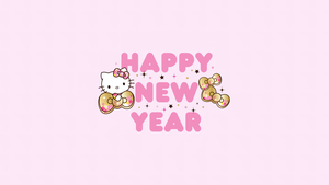 Happy New Year, Hello Kitty background, Sanrio, 4K wallpaper