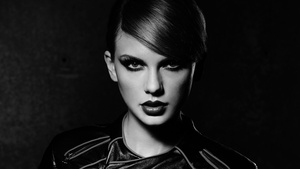 Taylor Swift, Monochrome, Dark background, Black and White, 4K wallpaper