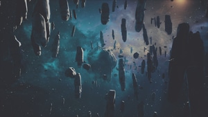 Asteroid, Digital Universe, 4K wallpaper