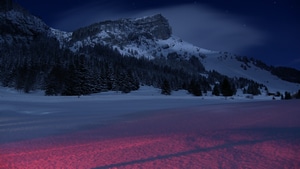 Mountains, Landscape, Night, Snow, Nature, 4K wallpaper