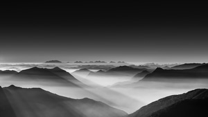 Landscape, Mountain, Monochrome, Black And White, 4K wallpaper