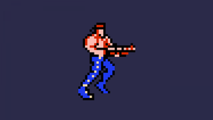 Bill Rizer, Pixel art, Contra, Dark background, 4K wallpaper