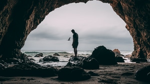 Cave, Man, Photography, 4K wallpaper
