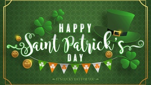 St. Patricks Day, Decoration, Illustration, Green background, Leprechaun cap, Irish, Garland, 4K wallpaper