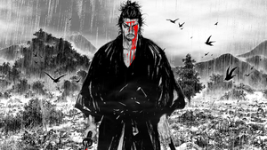 Vagabond, Miyamoto Musashi, Artwork, Monochrome, 4K wallpaper