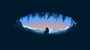 Wolf, Cave, Minimalism, Minimalist, Artist, Artwork, Digital Art, Deviantart, 4K wallpaper
