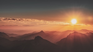 Sunrise, Mountains, Landscape, Nature, Evening, 4K wallpaper