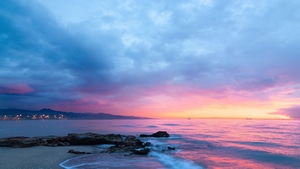 Rocks, Sunrise, Clouds, Nature, 4K wallpaper