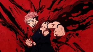 Sukuna, Red background, Jujutsu Kaisen, 4K wallpaper