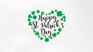 St. Patricks Day, White background, Heart shape, Shamrock, Clover, Irish, Four-leaf clovers, 4K wallpaper