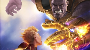 Captain Marvel, Thanos, Superheroes, Artwork, Artist, Artstation, Digital Art, 4K wallpaper