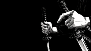 Miyamoto Musashi, Katana, Vagabond, Black background, 4K wallpaper