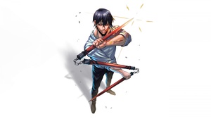 Toji Fushiguro, Fan Art, Jujutsu Kaisen, White background, 4K wallpaper