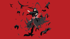 Itachi Uchiha, Illustration, Minimalist, Red background, 4K wallpaper