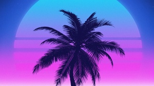 Vaporwave, Palm tree, Sunset, Tropical, Aesthetic, 4K wallpaper