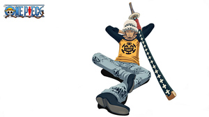 One Piece, Trafalgar Law, Katana, White background, 4K wallpaper