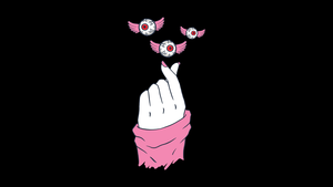 Finger heart, Weirdcore, Black background, Aesthetic, AMOLED, 4K wallpaper