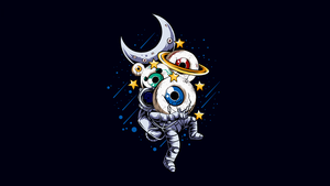 Weirdcore, Astronaut, Eyes, Dark background, 4K wallpaper