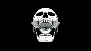 Skull, Weirdcore, AMOLED, Black background, 4K wallpaper