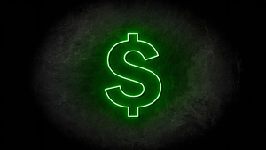 Dollar, Logo, Neon sign, Glowing, Dark background, Neon glow, 4K wallpaper