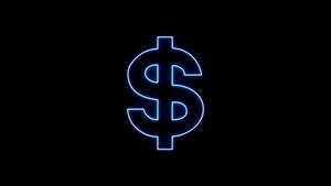 Dollar, Glow in dark, Black background, AMOLED, 4K wallpaper