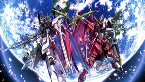 ZGMF-X10A Freedom Gundam, ZGMF-X09A Justice Gundam, Mobile Suit Gundam SEED, 4K wallpaper