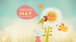 May (Month), Sunny day, Ice cream, Funny, Cartoon, Illustration, 4K wallpaper