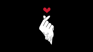 Finger heart, AMOLED, K-pop, Black background, Red heart, Love heart, 4K wallpaper
