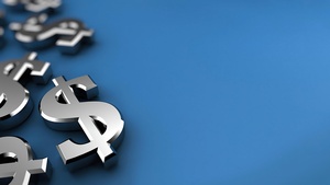 Dollar, Blue background, 4K wallpaper