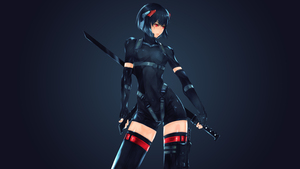 Ghost in the Shell, Katana girl, Dark background, 4K wallpaper