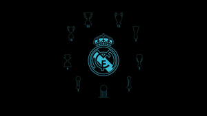Real Madrid CF, Black background, Minimalist, Logo, Spanish, Football club, 4K wallpaper