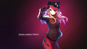 Asuka Langley Soryu, Red background, Neon Genesis Evangelion, 4K wallpaper