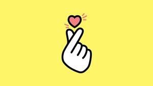 Finger heart, Yellow background, K-pop, Pink Heart, 4K wallpaper