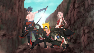Sasuke Uchiha, Naruto Uzumaki, Sakura Haruno, 4K wallpaper