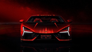 Lamborghini Revuelto Opera Unica, Red background, 4K wallpaper