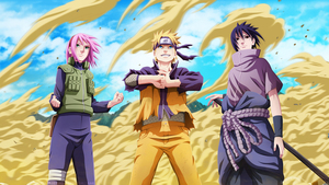 Sasuke Uchiha, Sakura Haruno, Naruto Uzumaki, 4K wallpaper