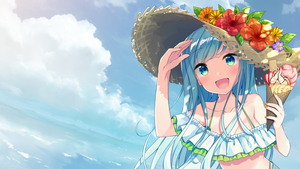 Anime girl, Ice cream cone, Dessert, Sunny day, 4K wallpaper