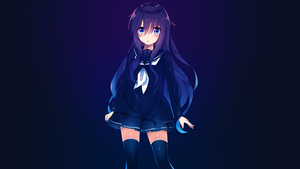 Akatsuki, Anime girl, Dark blue, Blue background, 4K wallpaper