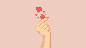 South Korean, Finger heart, Desert sand background, Red hearts, K-pop, 4K wallpaper