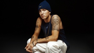Eminem, Black background, American rapper, 4K wallpaper