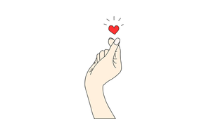 K-pop, Finger heart, Red heart, White background, South Korean, Happy Valentines Day, Minimalist, 4K wallpaper