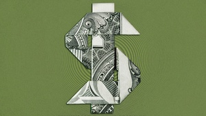 Origami, Dollar, Green background, 4K wallpaper