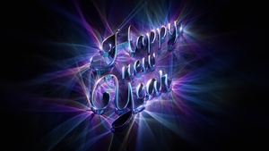 Happy New Year, 3D text, Dark background, Typography, 3D typography, 3D text, January, 4K wallpaper