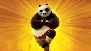 Po (Kung Fu Panda), Animation movies, Yellow background, 4K wallpaper