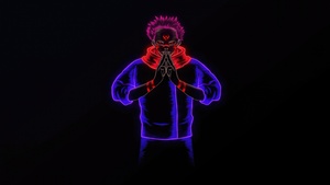 Sukuna, AMOLED, Black background, Jujutsu Kaisen, 4K wallpaper